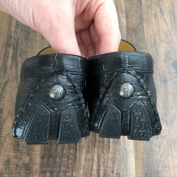 Cole Haan Driving Loafer Penny Loafer Croc Embossed Leather Trillby Size 6 Black - Picture 11 of 14